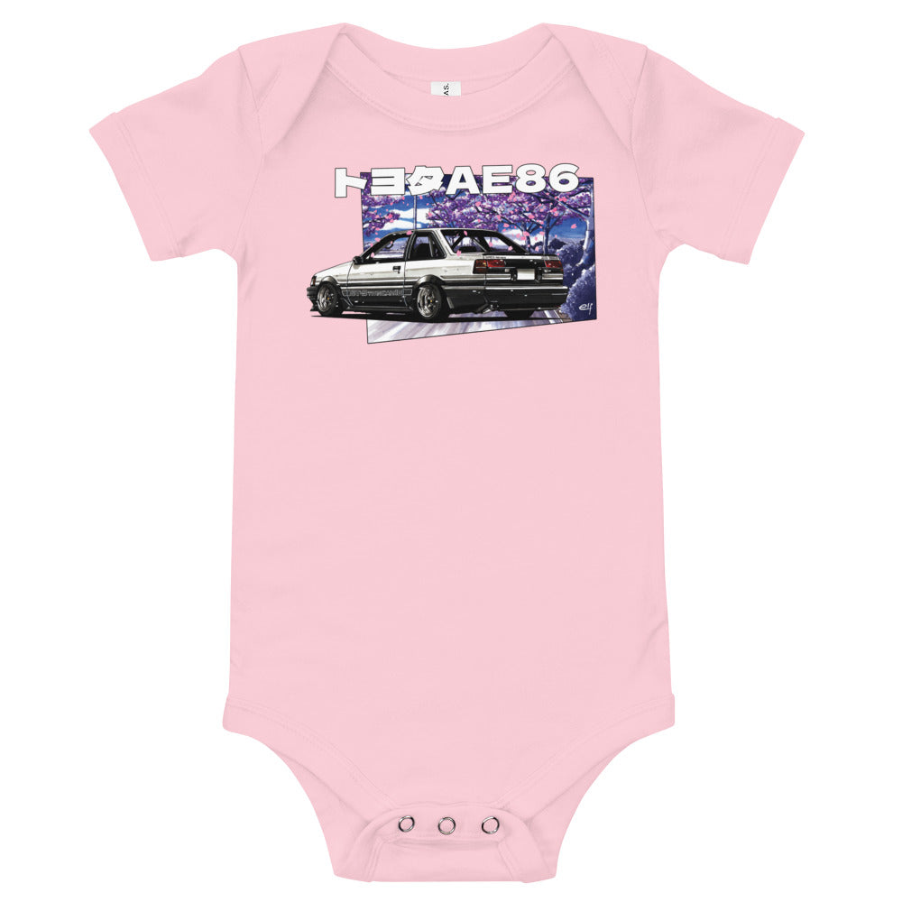 JDM Hachiroku AE86 Manga Style Levin Coupe Baby Onesie
